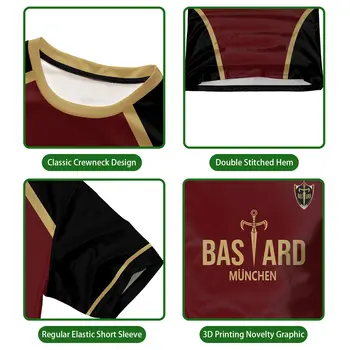 室內足球圖案 Vl Replika 藍色鎖動漫 Bastard Munich 夏季男女 3D 印花休閒運動 T 卹上衣 6 最佳銷售 動漫高爾夫球衫 - №5