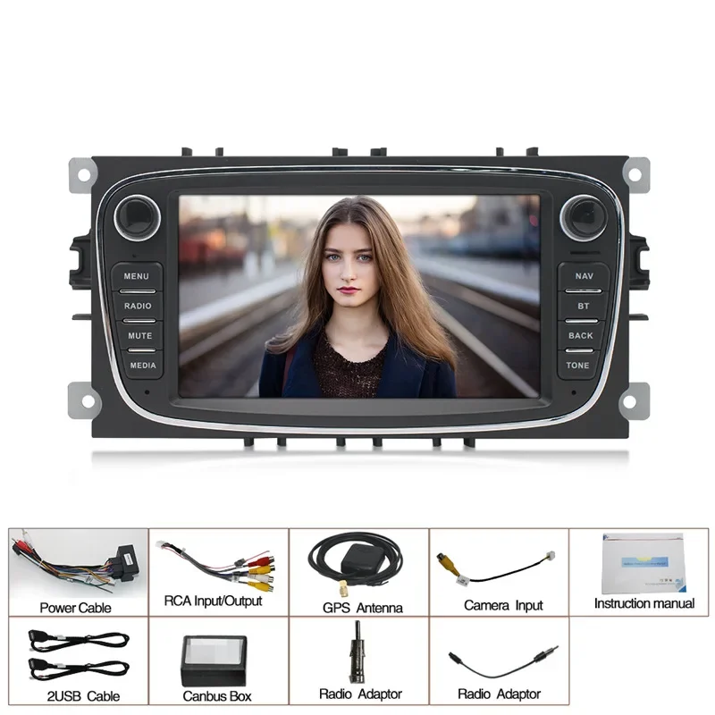 2 Din Android Radio WiFi 4G LTE lettore Video multimediale per auto per Ford Focus Mondeo C-MAX S-MAX Galaxy II Kuga Carplay unità principale