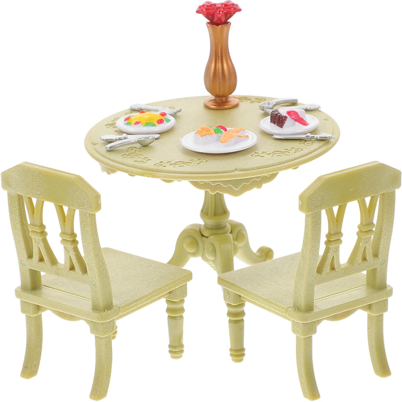 

1Set Miniature Dining Table Chair Kitchen Furniture Realistic Compact Dollhouse Accessories Plastic Mini House Decoration