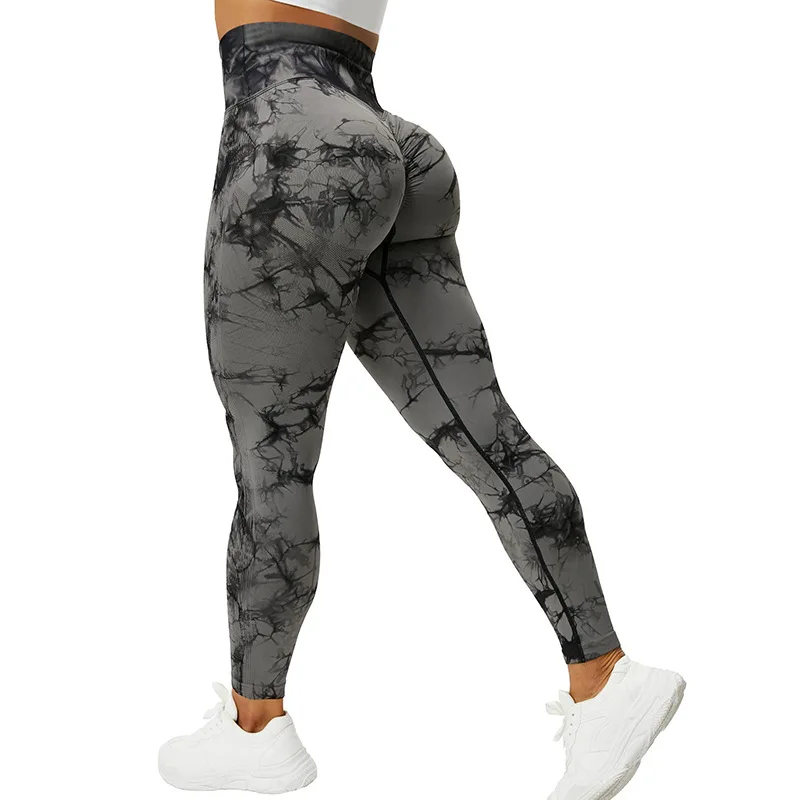 Nadanbao Seamless Peach Rump Fitness Yoga Pants Women Tie-Dye Printing Workout Leggings Gym Fashion High Waist Trousers