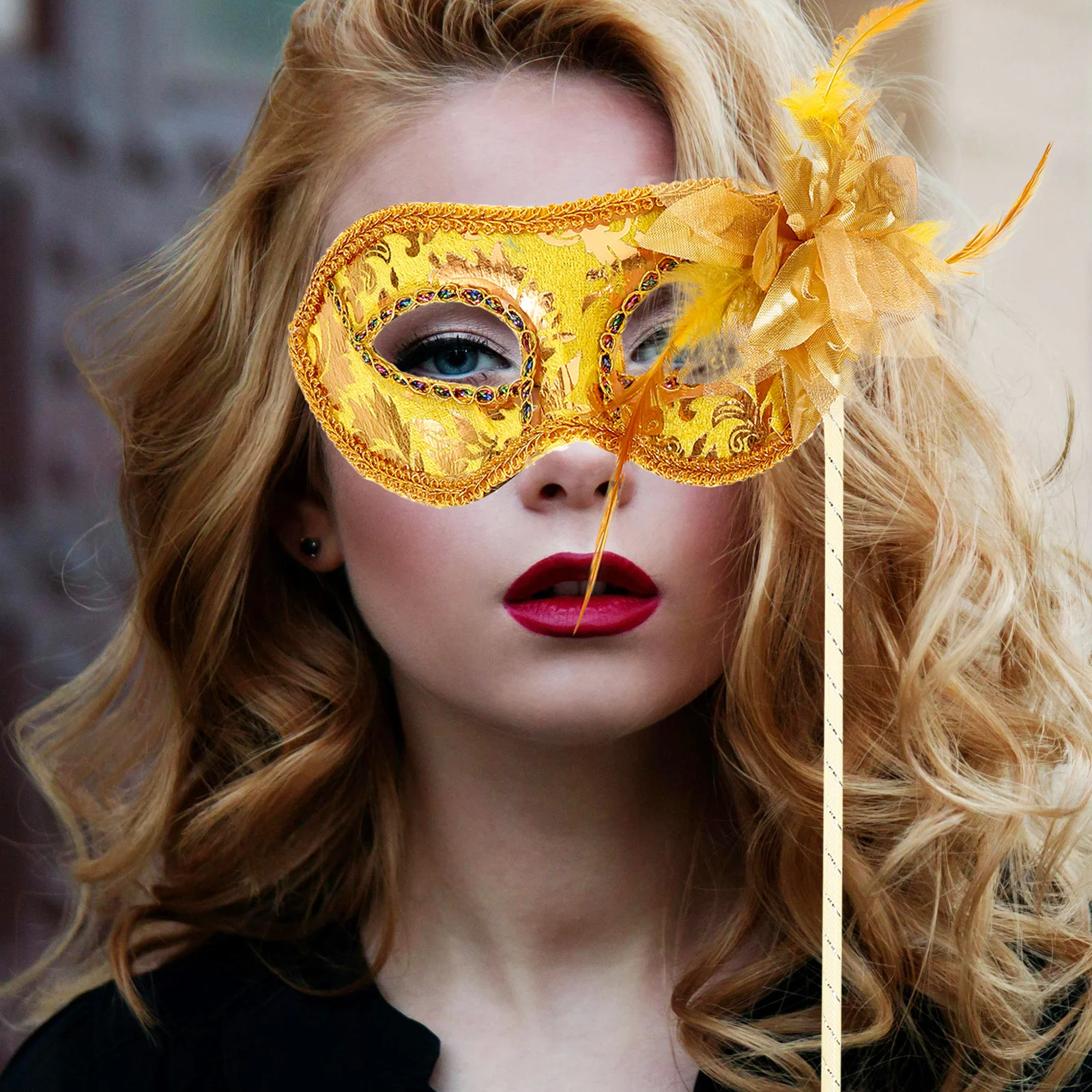 Máscara de baile portátil pluma carnaval festa prop fantasia vestido traje acessório halloween cosplay evento para mulher