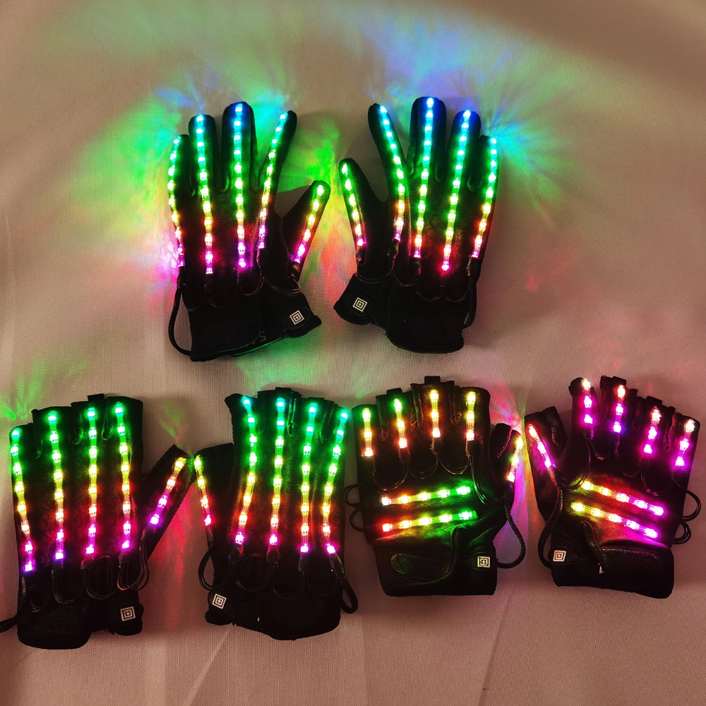 LED Gloves Luminous Flower Finger Light Gloves Party Supplies Dancing Club Props Stage LED Glove LED luminous Costumes