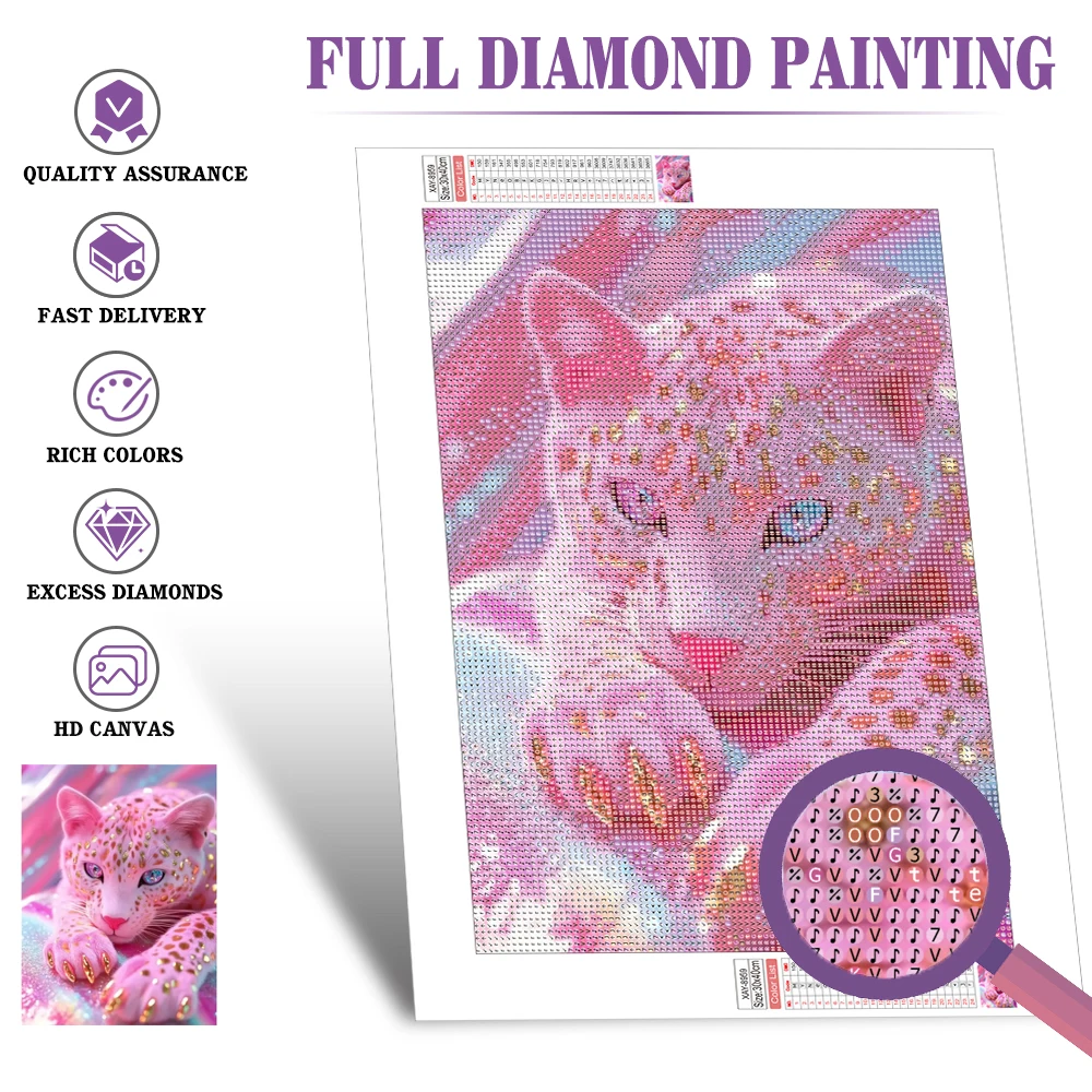 Huacan Diy Diamond Painting Leopard 5d Diamond Embroidery Animal New Collection Handmade Livingroom Home Decor