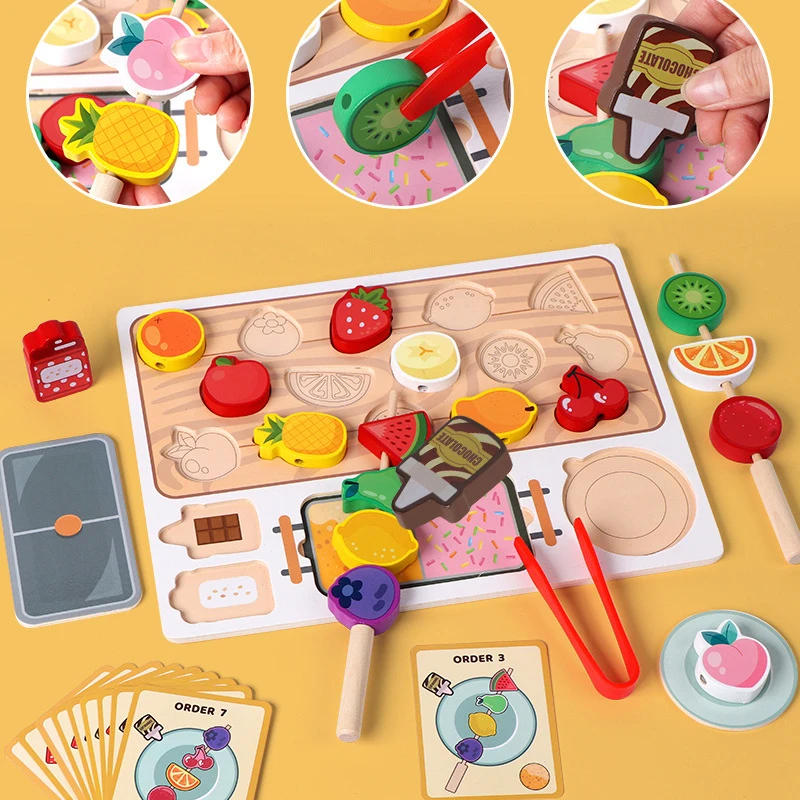 Simulation Parent-Child Kitchen Barbecue Grill Wooden Puzzle Board Play House Toys Children's Early Education Fun Toys