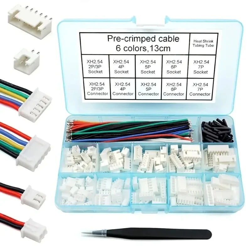 JST-XH 2.54mm Connector Socket Kit with Pre-Crimped Pre-compression Silicone Cable Kit Compatible Crimp Cable Terminal Wire Kit