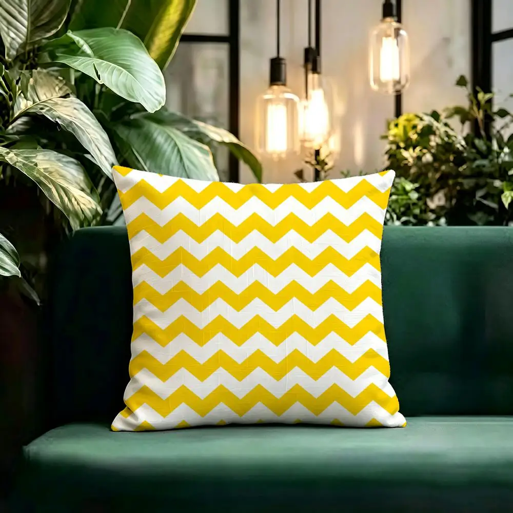Trending Ikat Wave Patterns Cushion Cover Linen Pillow Cover Invisible Zipper para Sofa Silla de Oficina