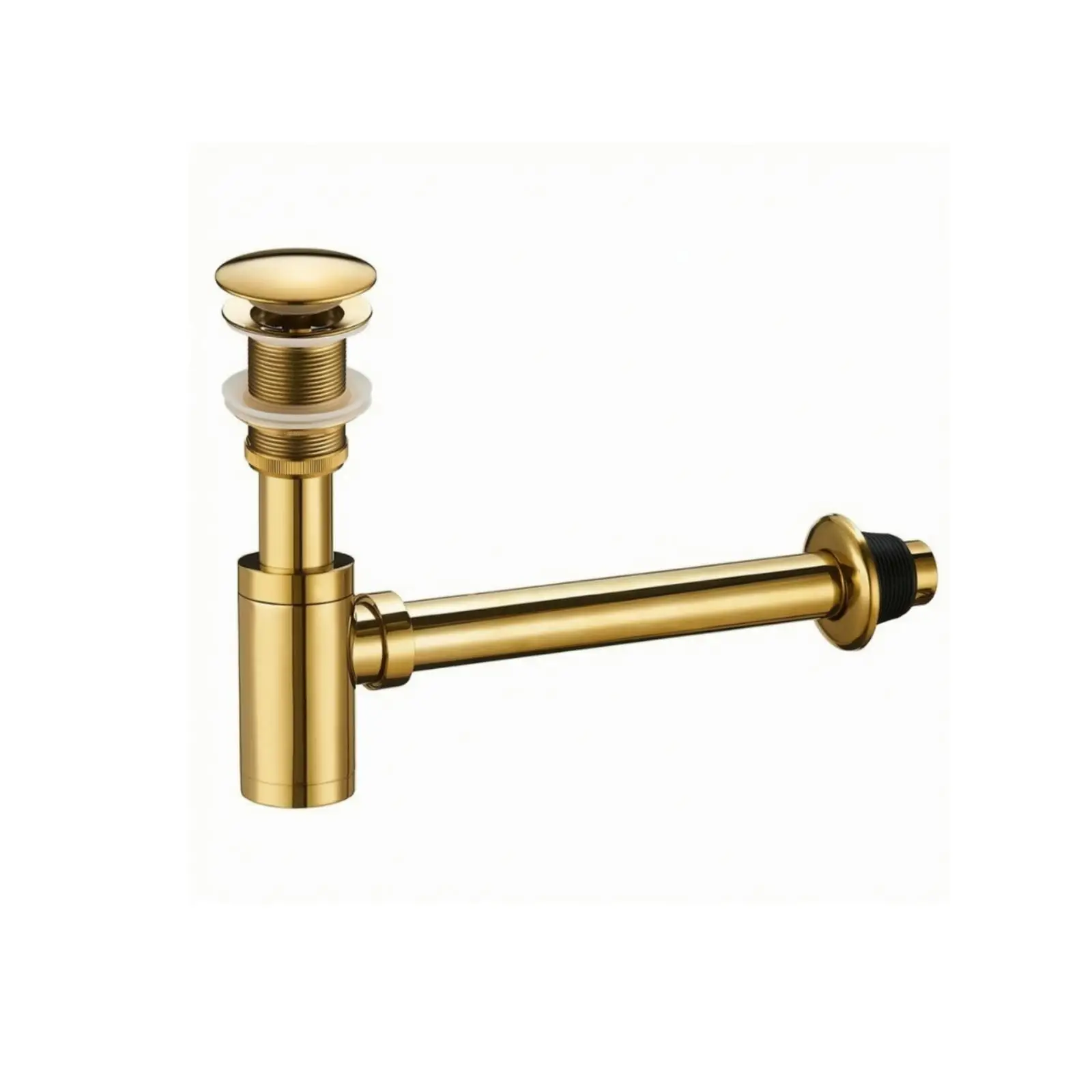 Cylindrical Round Bottle Seal Straight Pipe Layout, Threaded Connector Sections, Sink Drain Assembly, for restroom