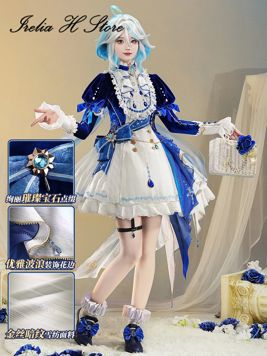 Irelia H Genshin Impact Furina Cosplay Costume Anime de Fontaine Focalors Blue Dance Dress Female Halloween Costumes