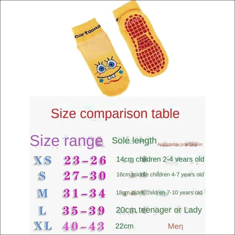 SpongeBob Children Trampoline Socks Adult Non Slip Yoga Socks Girl Boy Anti-slip Massage Ankle Sock Baby Floor Socks Anime Gift