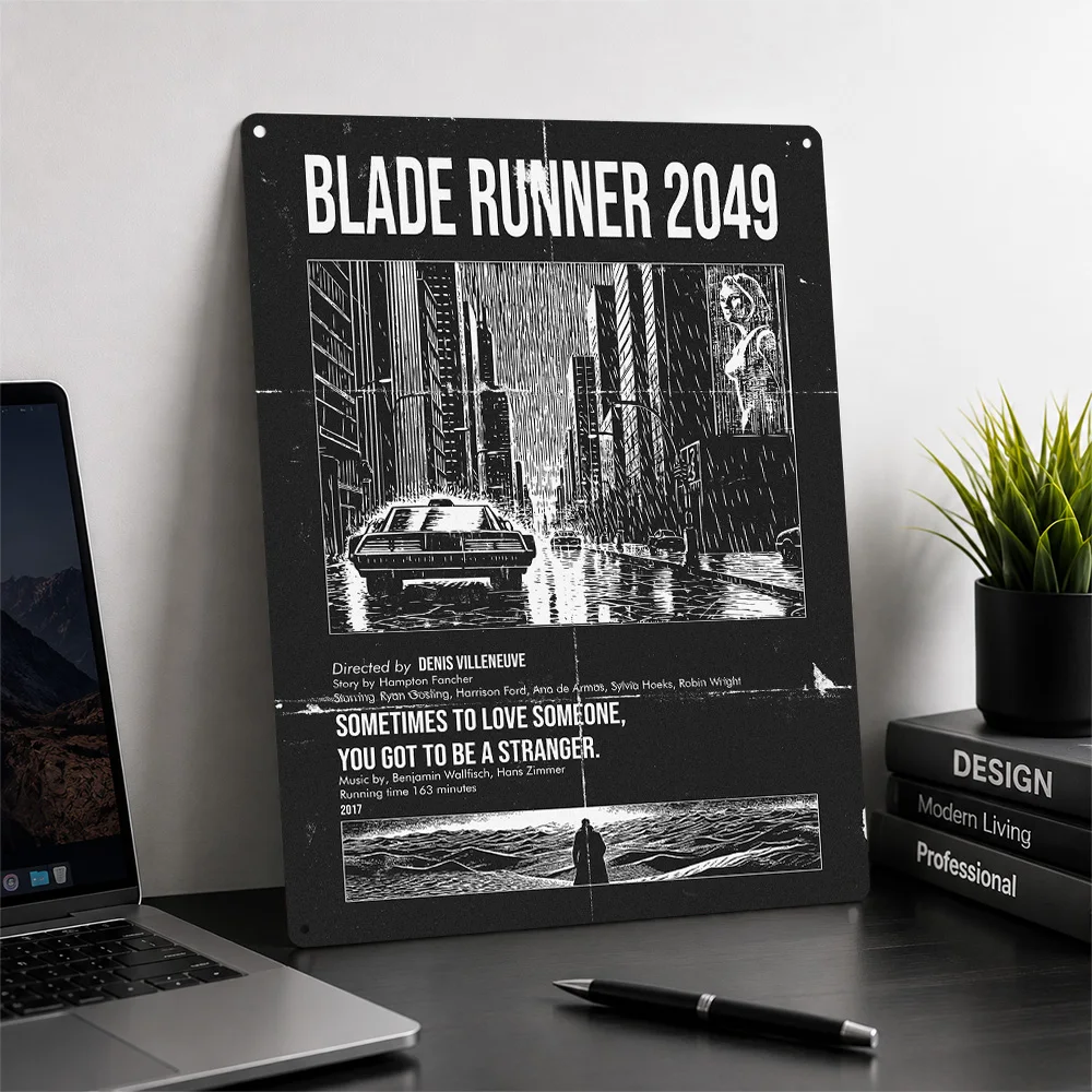 Blade Runner 2049 Movie 3D Texture Metal Poster Customized Wall Art Tin Sign Gift for Mancave Decoration Room Decor Luxury Home