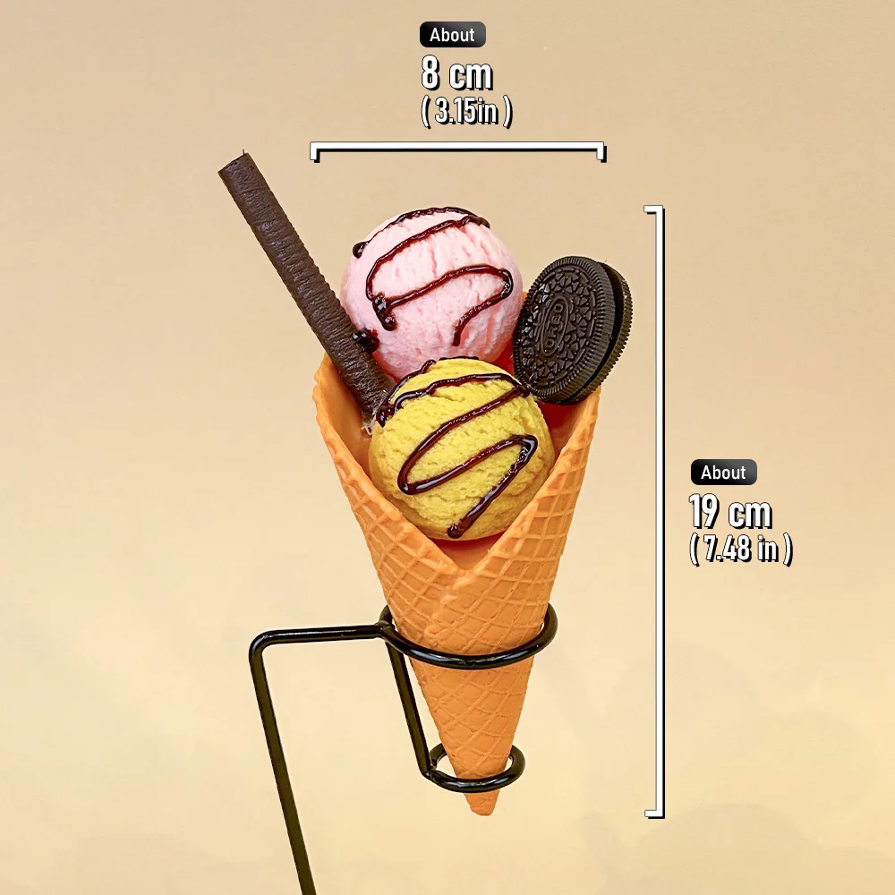 Simulation Ice Cream Model Realistic Artificial Ice-Cream Cone Fake Food Desserts Shop Display Model Photo Props Kids Toys Decor