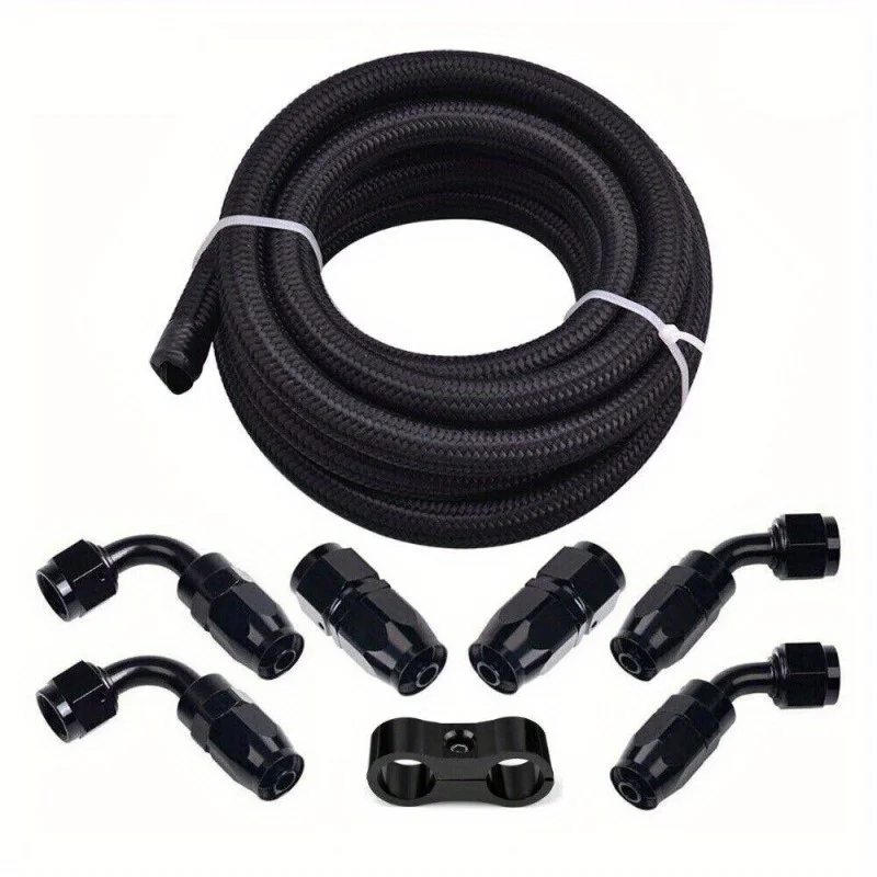 

AN6 6AN 3/ 8 Fitting Stainless Steel Braided Oil Fuel Hose Line 10FT Kit, Car Accessories