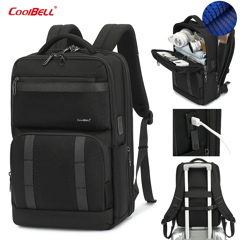 CoolBELL Men's 15-inch Business Shockproof Compartment Laptop Backpack Large Capacity Usb Charging Port Travel Business Backpack