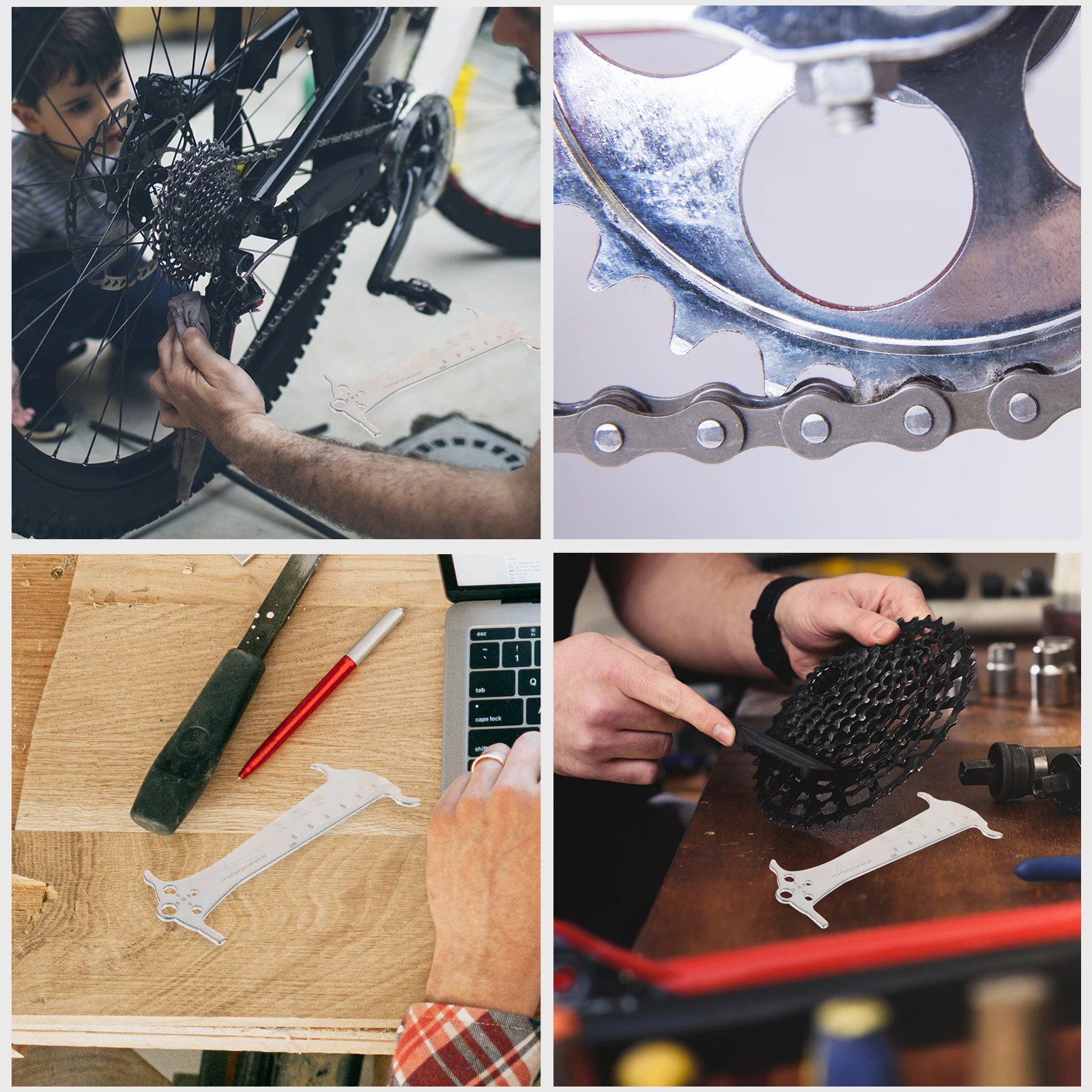 

Bike Indicator Portable Chain Repair Chain Measuring Ruler Testing Tool For All Chains Repair Checker Gauge Cycling Accessories