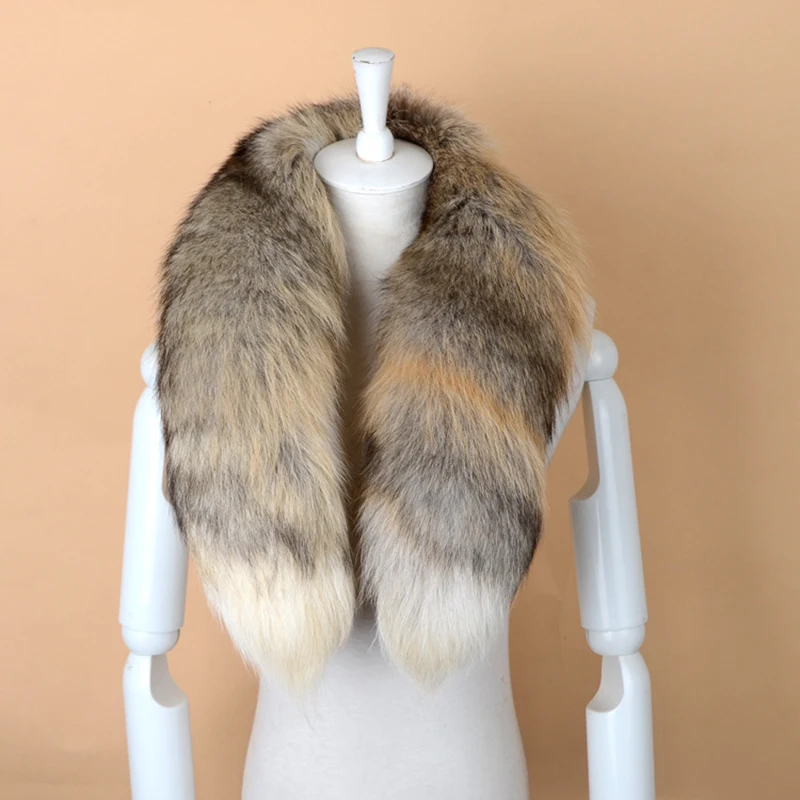 Natural Fur Fox Scarf for Women Winter Warm 100% Real Fur Scarves Fashion Drawstring Large Fox Tail Fluffy Mufflers Long 80cm