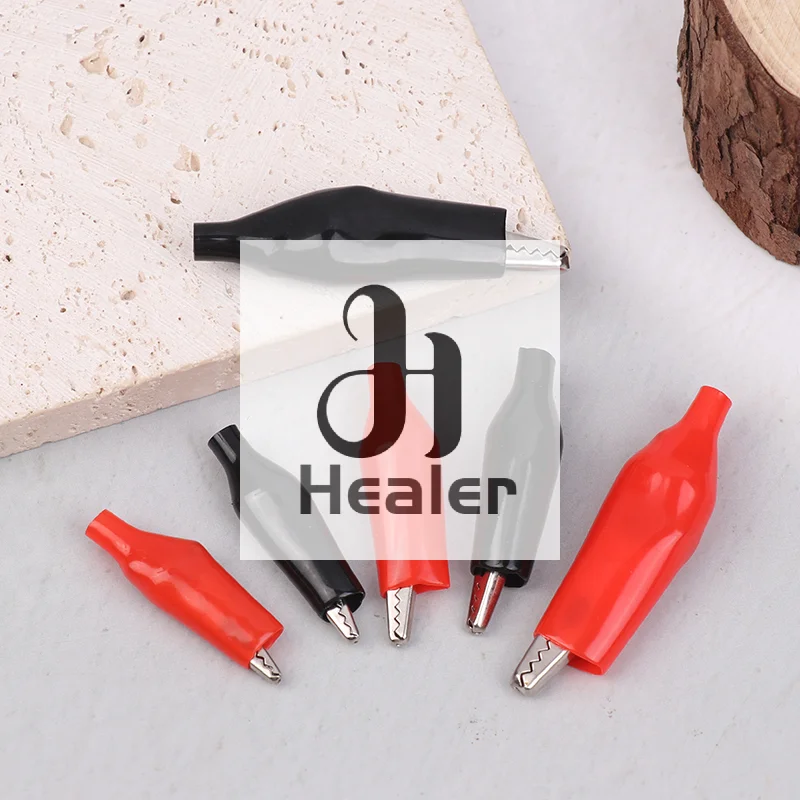 12Pcs 25/35/45MM Metal Alligator Clip Crocodile Electrical Clamp Testing Probe Meter Black Red With Protective Insulation Cover