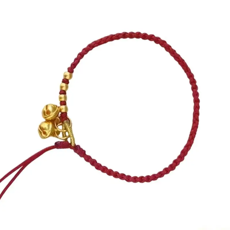 31BF Cultural Inspired Adjustable Red Cord Bracelet Featuring Lucky Agate Bead and Delicate Charm