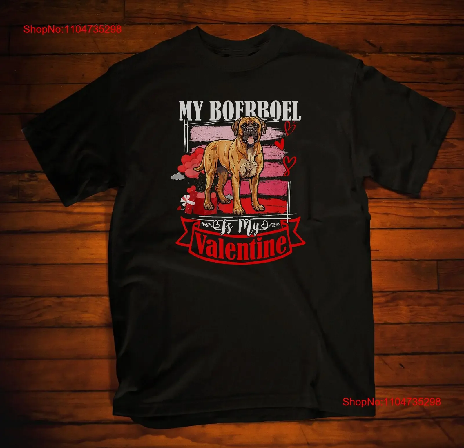 Camiseta divertida del Día de Amante de los perros My Boerboel Is Valentine, ropa de calle versátil de moda lavada vintage, gráfico suave y cómodo para hombre