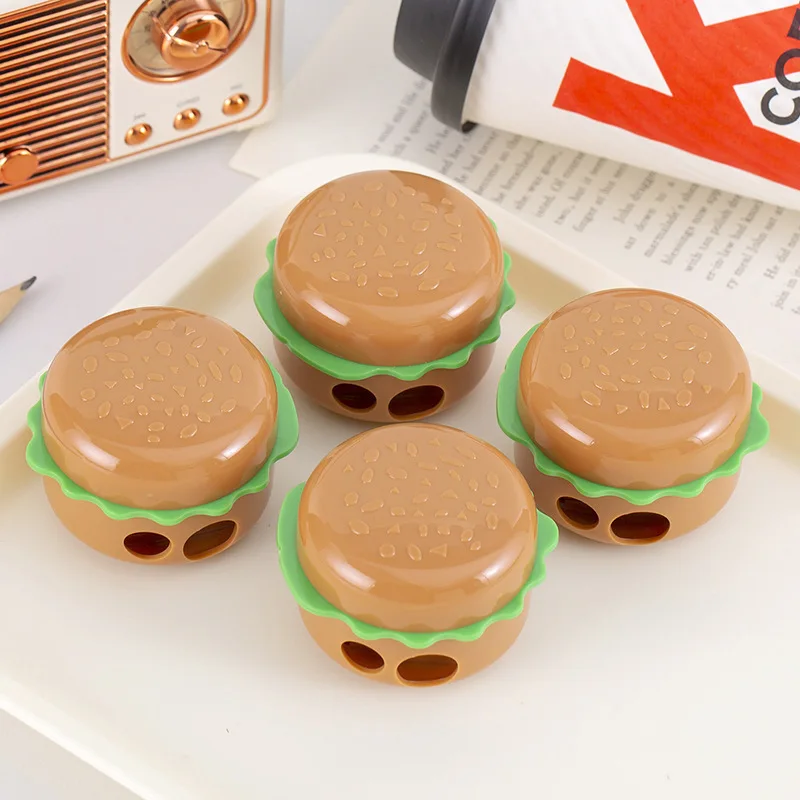 1 Piece Lytwtw's Creative Diplopore Hamburger Pencil Sharpener Stationery Cartoon Office Supplies Kawaii School Accessories