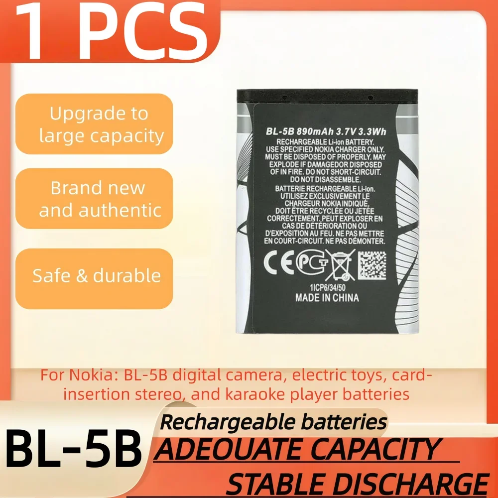 3.7V 890mAh Battery BL-5B Rechargeable Battery Suitable for Nokia BL-5B Digital Camera, Electric Toy, Plug-in Speaker, Turntable