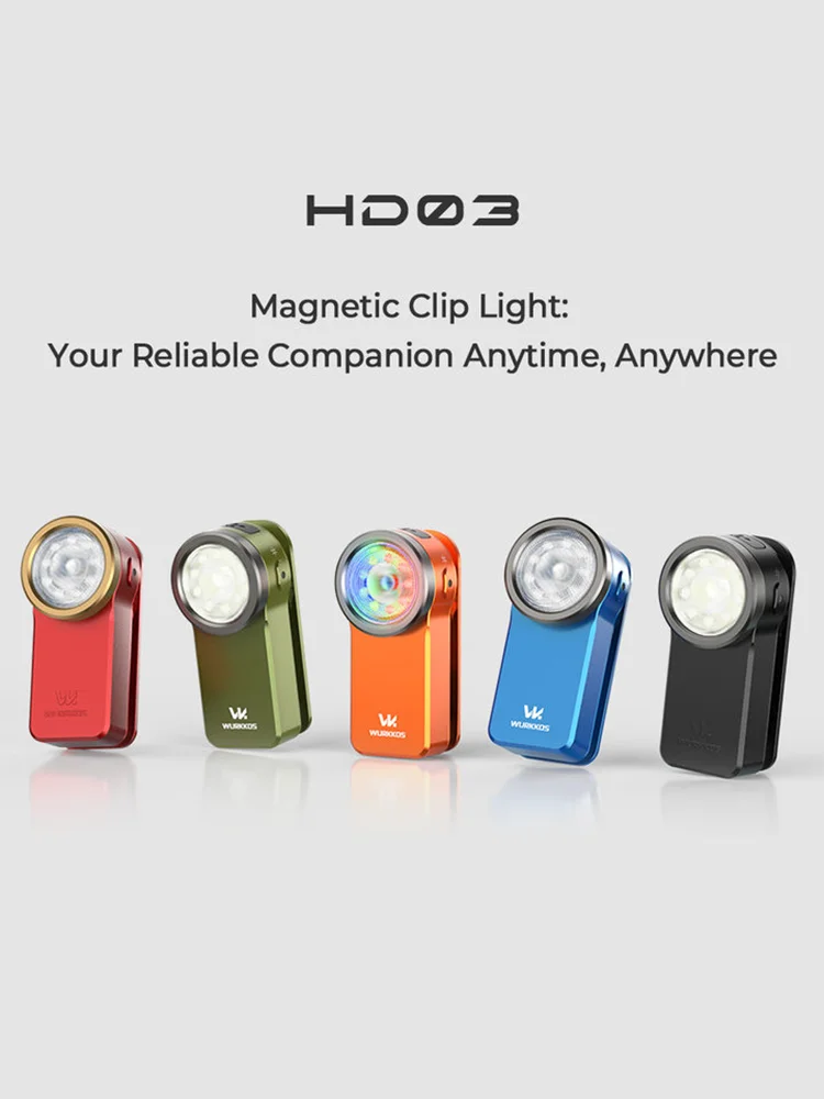 Wurkkos HD03 680LM Mini Clip Light USB Oplaadbare Zaklamp Spotlight/Schijnwerper Draagbare RGB-zaklamp met magneet - afbeelding 2