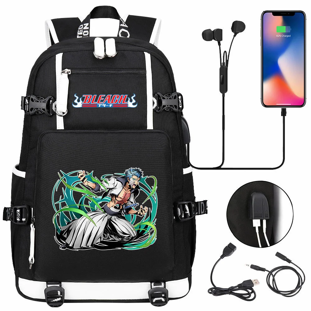 Mochila USB Anime para estudantes jovens, sacos de livros escolares para homens e mulheres, mochila de viagem de lazer