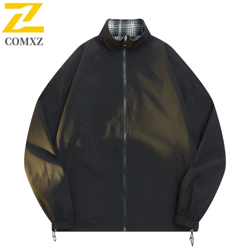 

COMXZ Men Lightweight Jacket Wear on Both Sides Korean Fashion Windproof Outdoor Adventure Cycling Climbing Jacket Outerwear