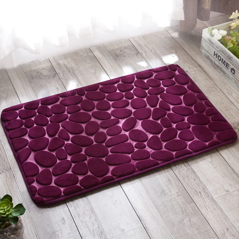 

Flannel Living Room Porch Floor Mat Household Cobblestone Pattern Foot Pad Bathroom Absorbent Non-slip Mat Thickened Sponge Mat