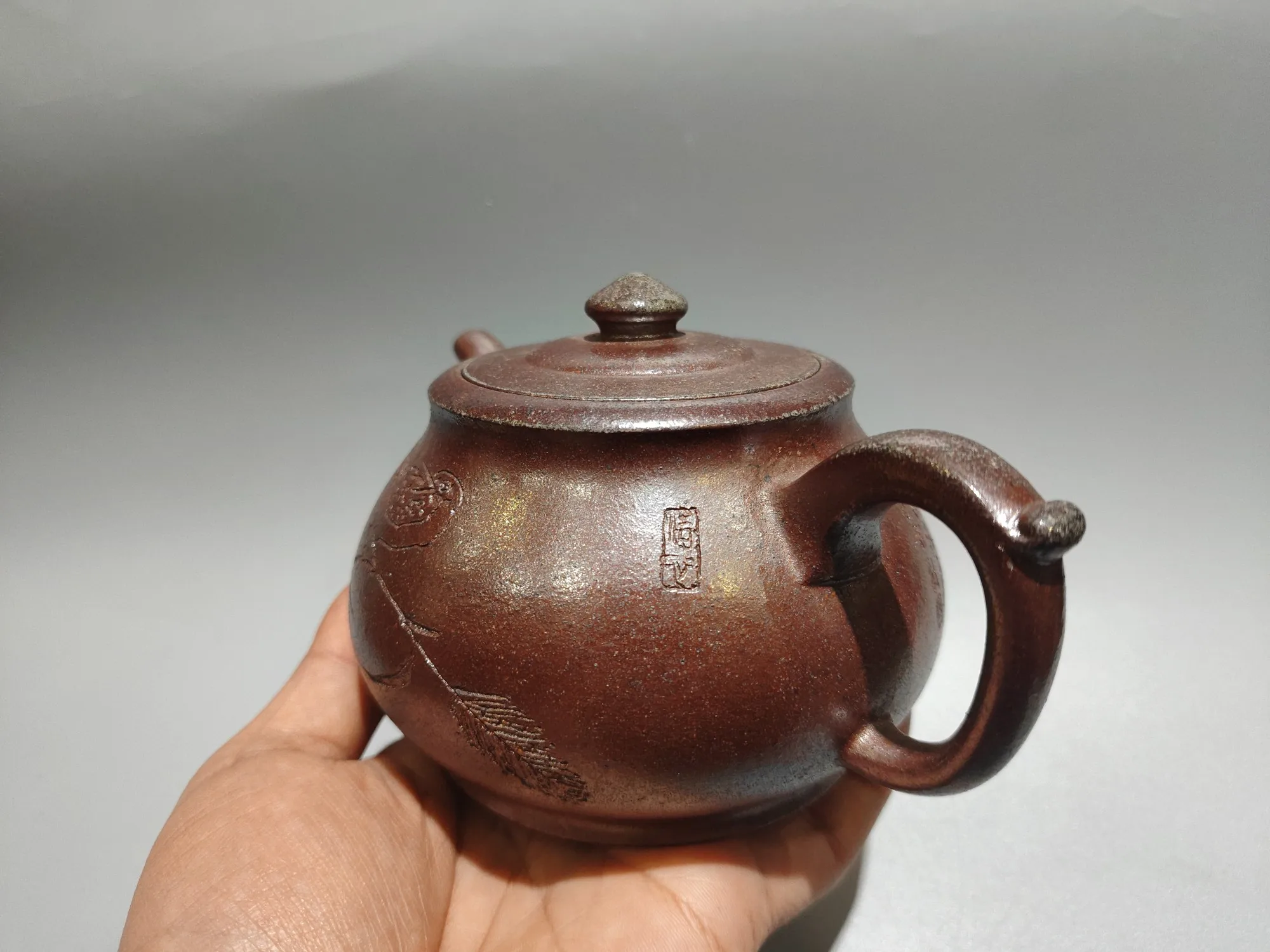 Teapot Purple Clay Pot engraving Bird flower pattern Chai Shao Kiln Transforms into Palace Lamp Pot Teapot Kettle