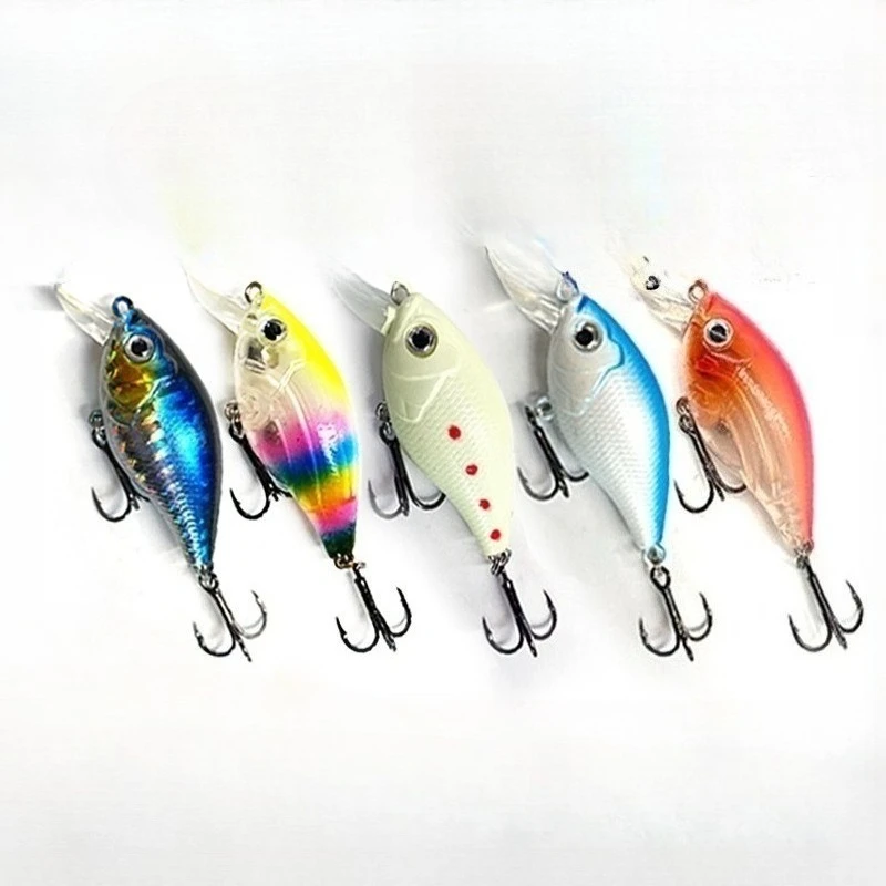 

5pcs 7g Little Chubby Guy Artificial Hard Plastic Small Deep Diving Crank Baits Tiny Crankbait Floating Rattles Fishing Lures