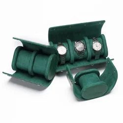 Green Leather Watch Box 3 Slots Alligator Pattern Watch Case Storage Boxes Travel Roll Portable Watches Organizer Display Stand