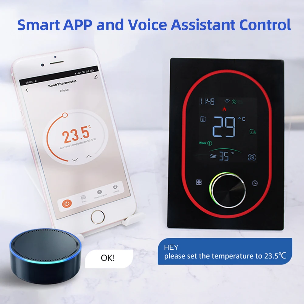 

Smart Thermostat for House AC Thermostat with VA Digital Touch Screen and Adjustable Knob 5+1+1 Weekly Programming Manual