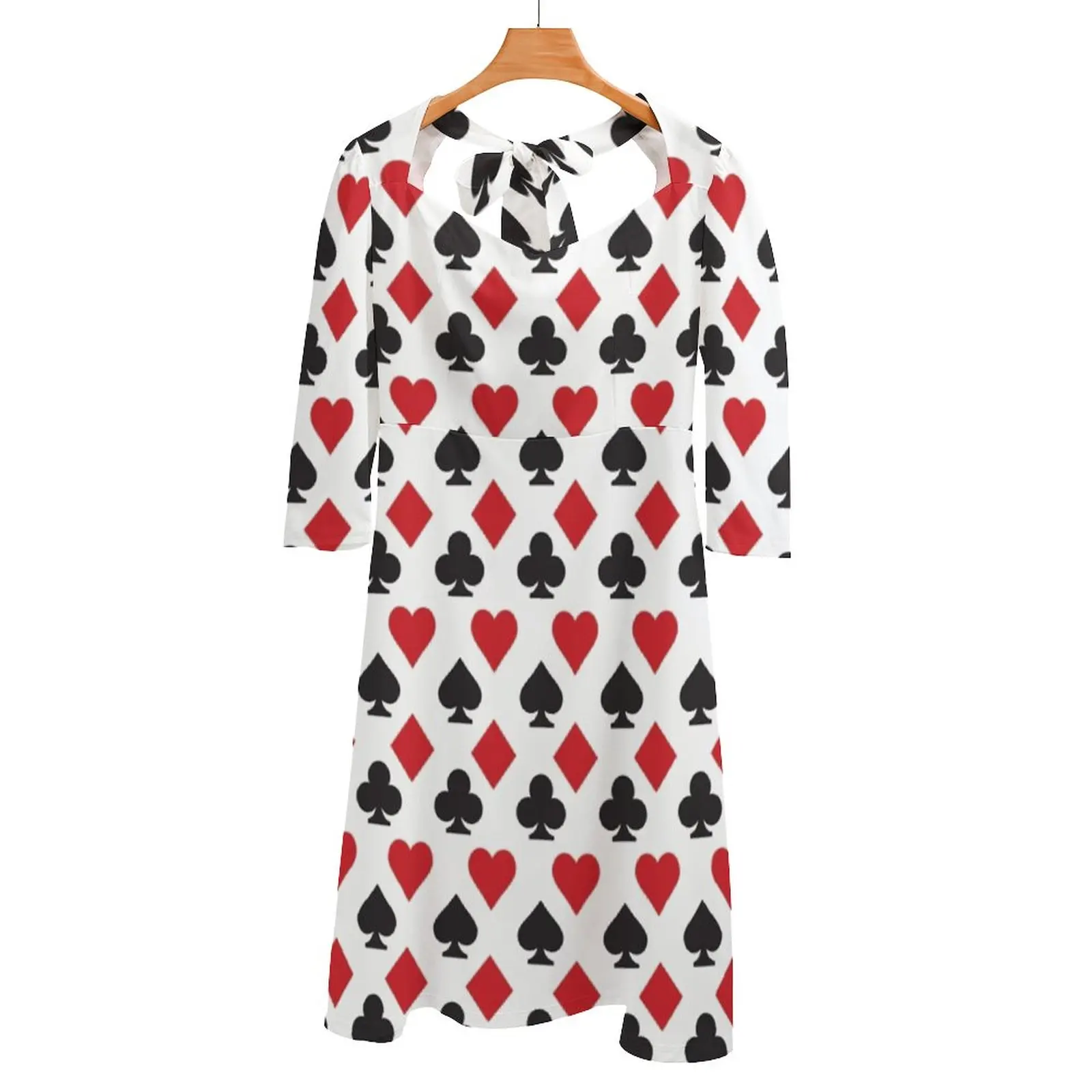 

Let'S Play Cards Back Lacing Backless Dress Women Kawaii Square Collar Dress 6Xl Hearts Queen Of Spades Clubs Diamonds Casino