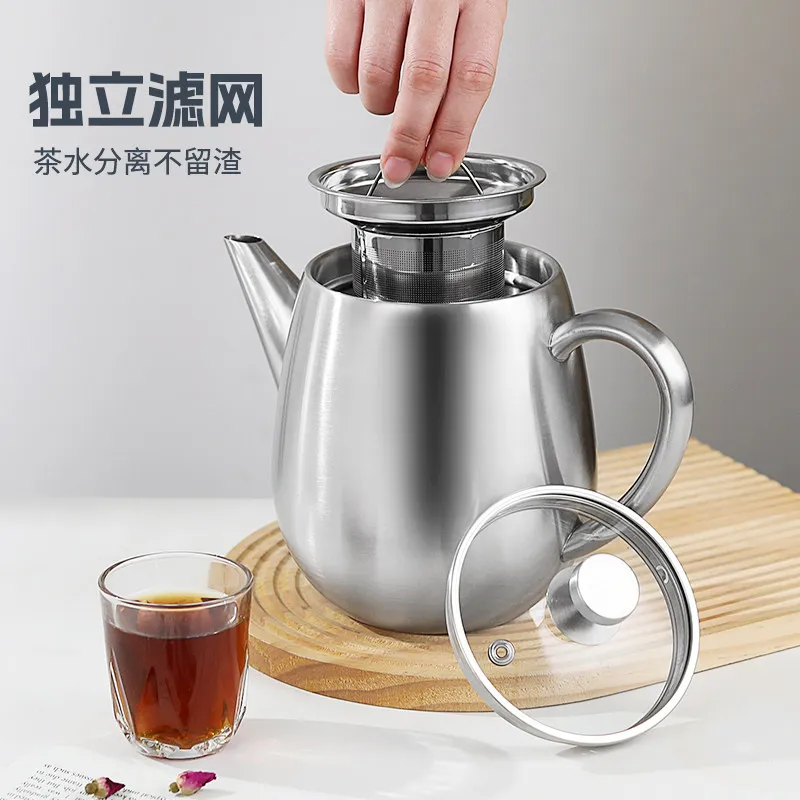 Bubble Flower Teapot 304 Stainless Steel Kung Fu Cold Kettle Large Capacity Hotel Merchant Single Pot Chinese Tea Filter Mesh