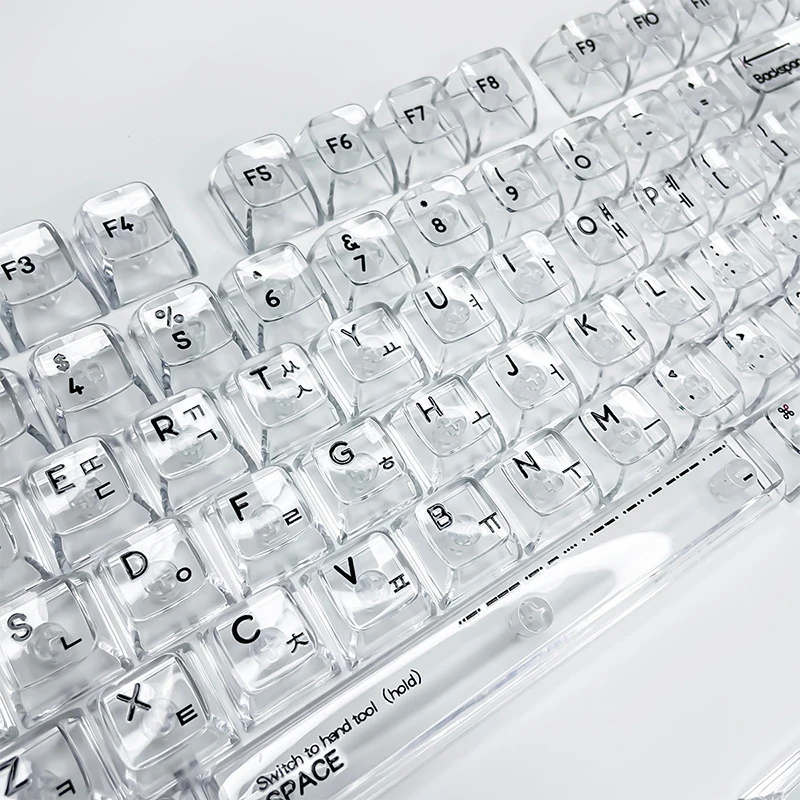 Korean Transparent Keycap Set PC Shine Through Backlit Keycaps CBSA Profile For MX Switch Mechanical Keyboard