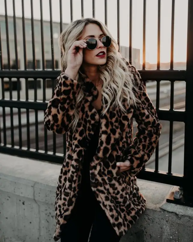 Autumn Leopard Faux Fur Coat Women Long 2023 Winter Coat Woman Warm Ladies Fur Jacket Female Plush Teddy Coat Outwear p1203