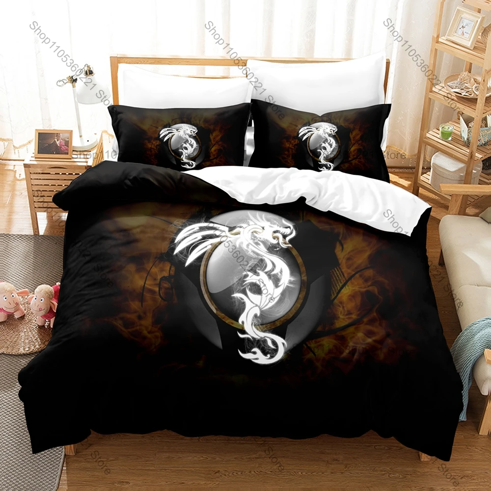Cool Biological Magic Dragon Vivid Mythical Beast Bio Magic Creature Dark Fantasy Art Bedding Set Duvet Cover + 2 Pillowcases