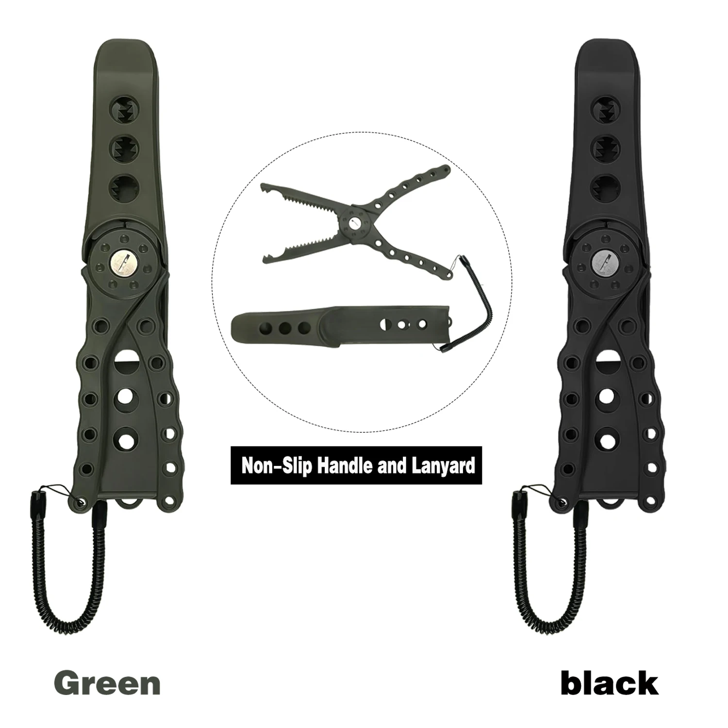 TAKBAS Durable Fishing Pliers with Non-Slip Grip & Hook Removal Tool - High-Index PC Material, Catfish Gripper with Lanyard