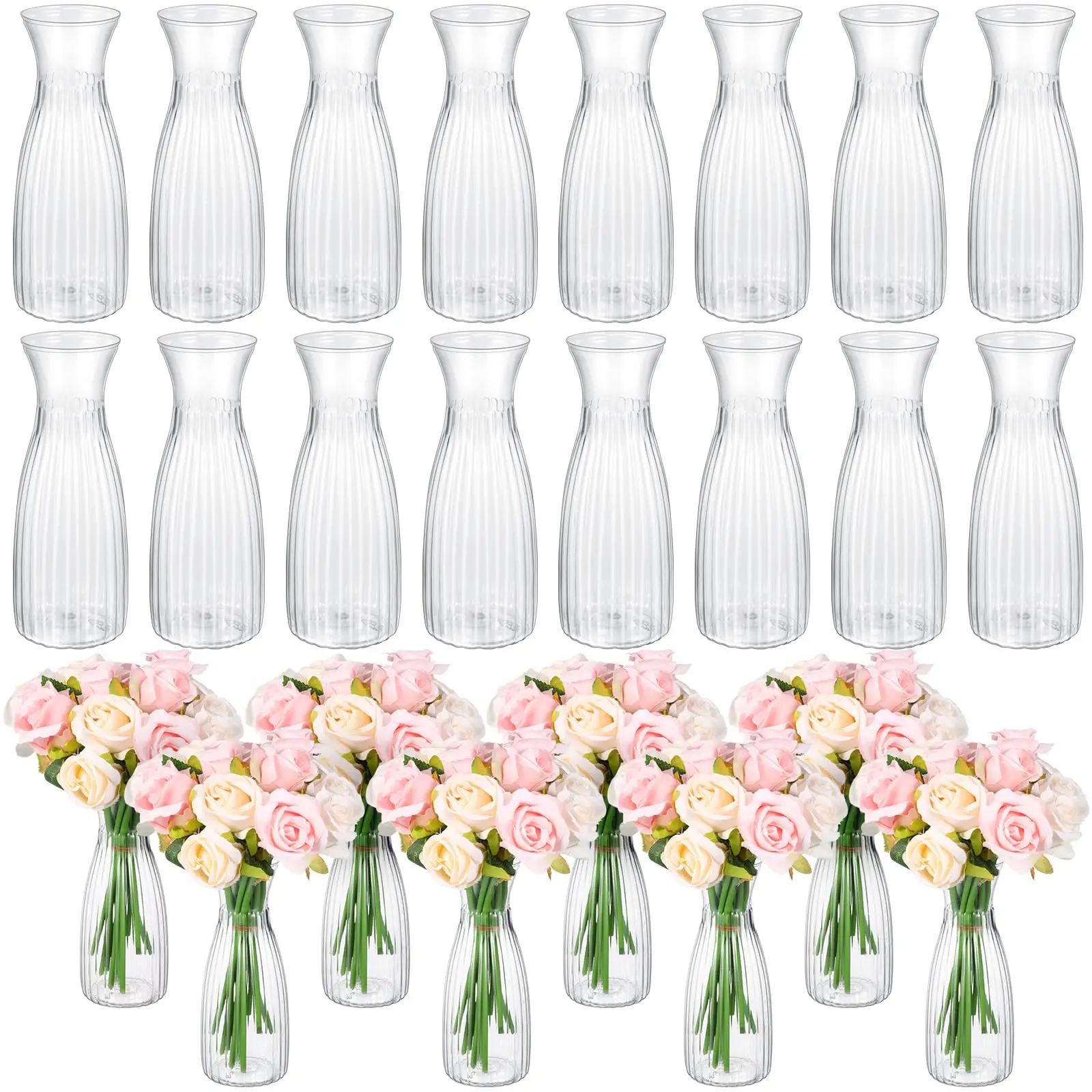 Vaso estilo listrado, exibição de decoração floral DIY, decoração de mesa de férias e casa, casamento, casa, jantar