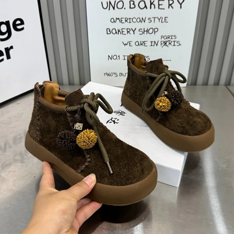 

Ankle Boots for Women's Flats Designer Suede Shoes 2025 Winter Fashion Lace Up Sport Shoes New Walking Cozy Chelsea Mujer Botas