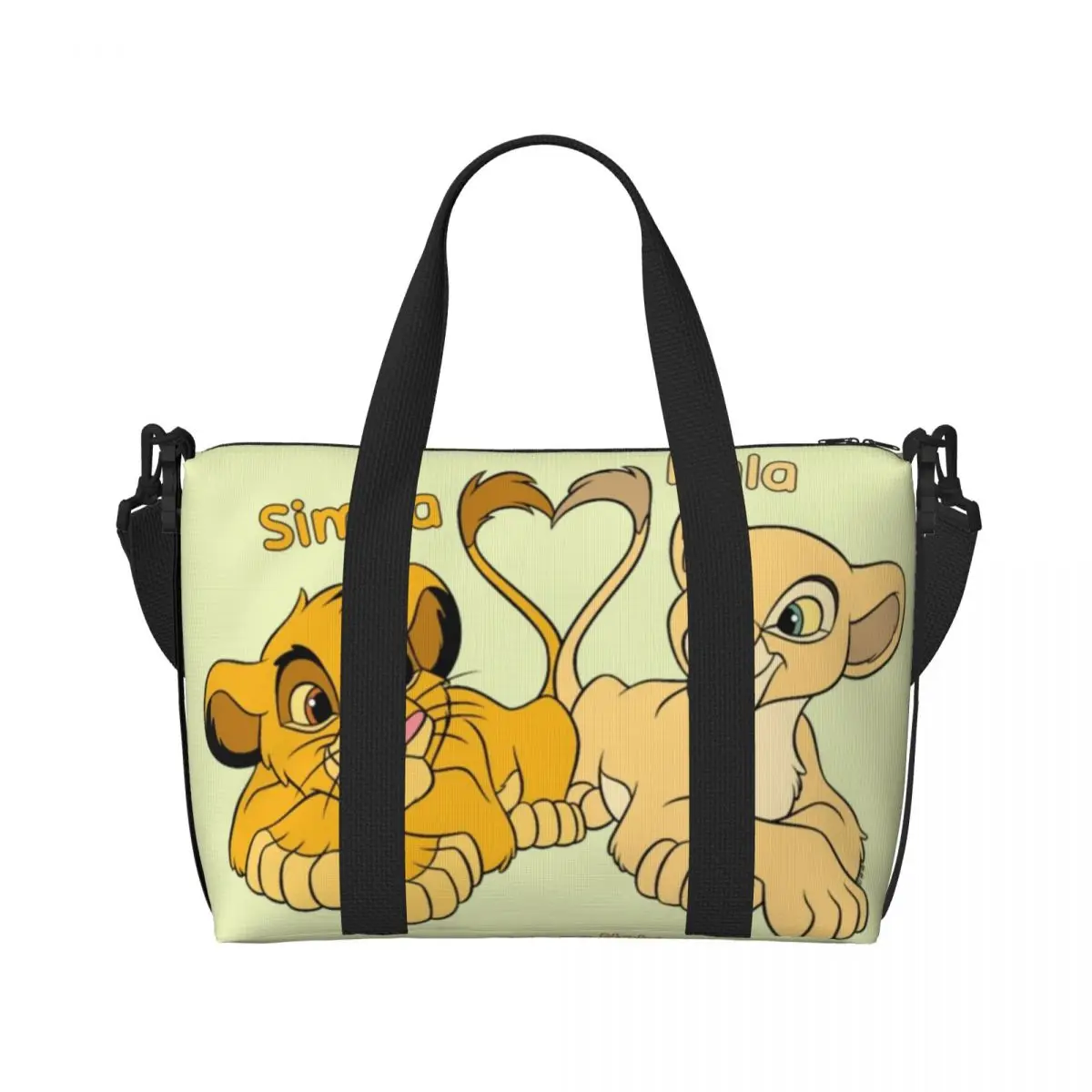 Custom Large Simba And Nala Cartoon Tote Bag for Women The Lion King Hakuna Matata Shoulder Shopping Beach Gym Travel Bag