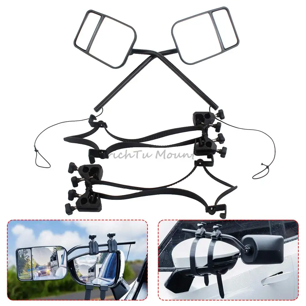 For Example RVs/Trucks/Caravan/Van/Cars/Trailers 1 Set Black Front Extension Mirrors Towing Trailer Including Mirror Universal