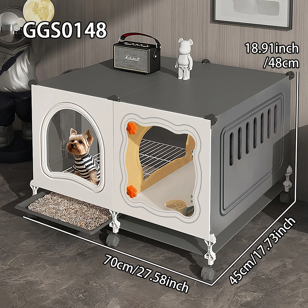 Puppy House with Toilet, Large Indoor Space for Home Use, Rabbit Villa, Kitten Cage, Rabbit Cage with Tray