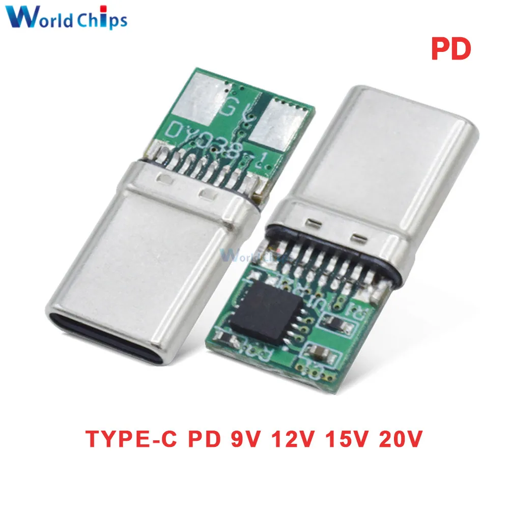 PD/QC Decoy Board Fast Charge 9V 12V 15V 20V Type-C to DC Male Plug ecoy Module DC Trigger USB Cable QC4 Charge Connector