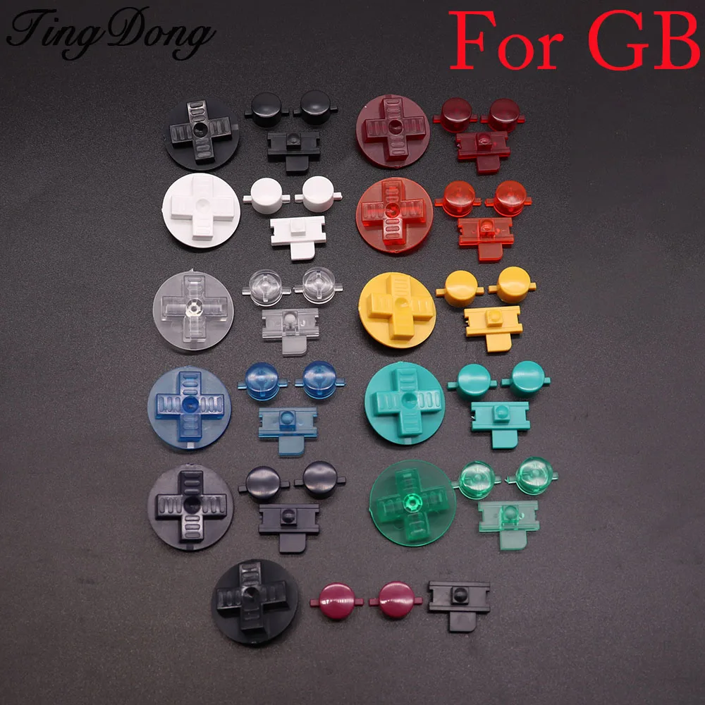 1set Plastic Replacement Buttons for Gameboy Classic Keypads for GB DMG DIY for Gameboy A B Buttons D-Pad Blue Clear Black