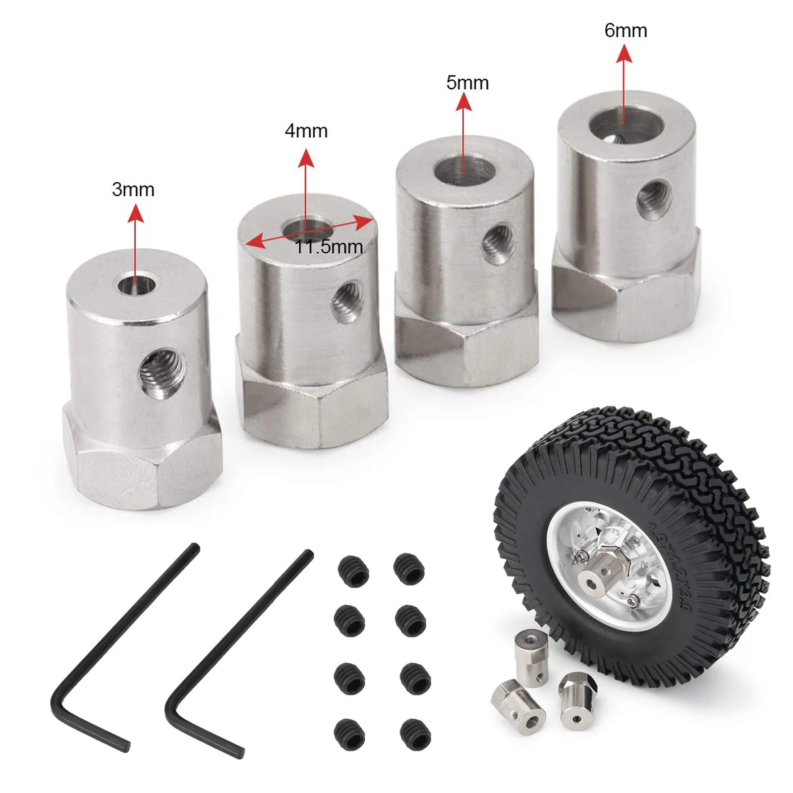 1Pcs 2/3/3.17/4/5/6/7/8mm Iron Shaft Coupling Hexagon Coupler Motor Connector for RC Car Wheels Tires Shaft Motor