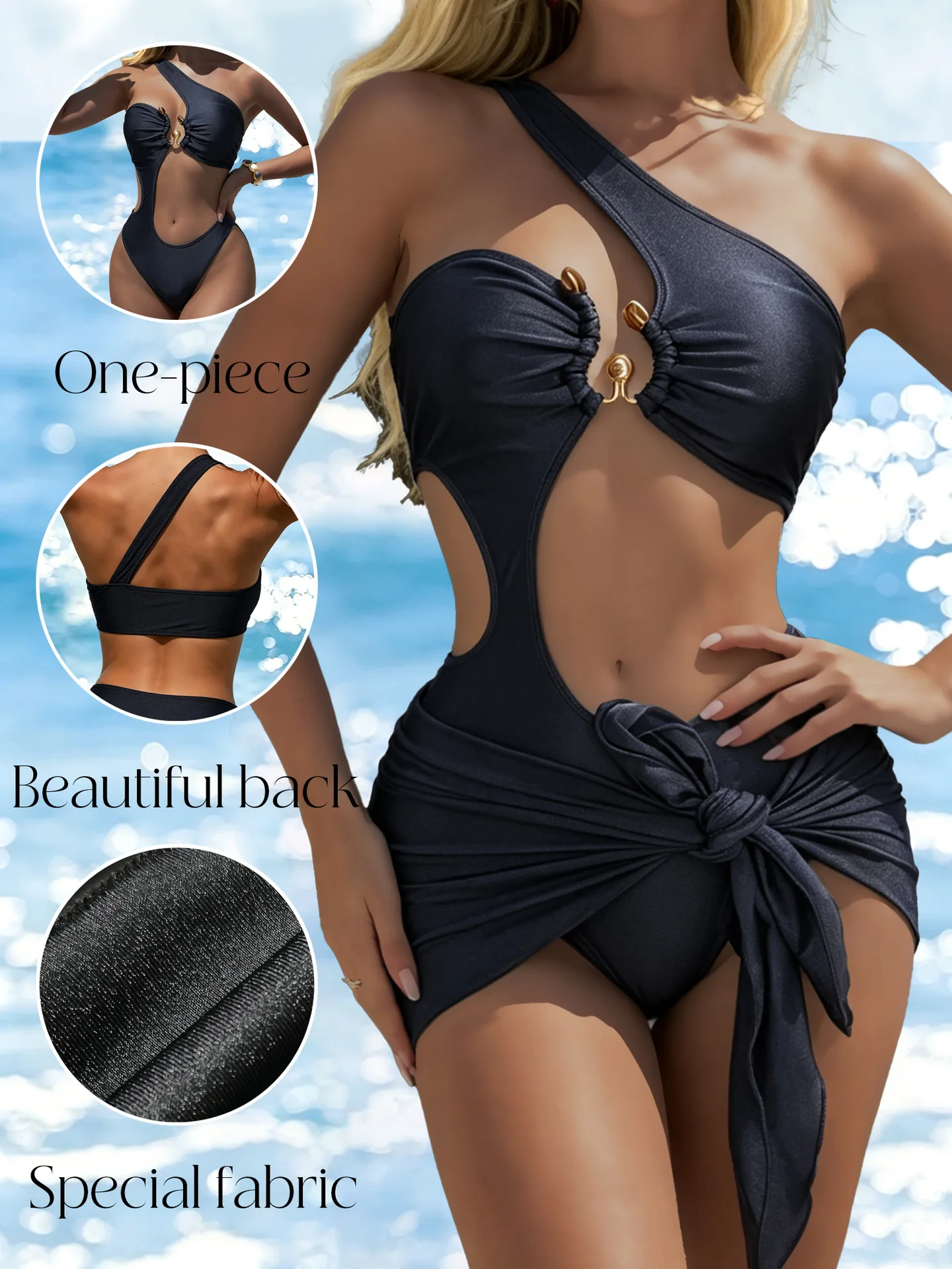 2026 Solid Color Cut Out One Piece Swimsuit Women Backless Push Up Tummy Control Monokini Swimwear Beach Vacation Summer Outfits