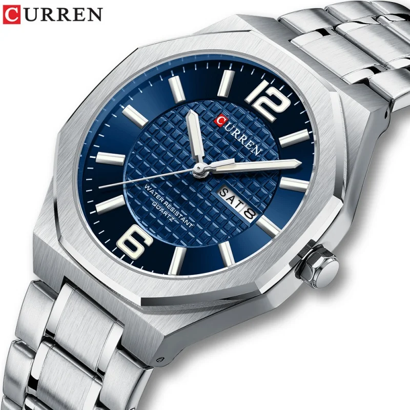 CURREN 8476 موضة ساعة كوارتز رجالية بسيطة كلاسيكية التقويم مقاوم للماء مضيئة الأعمال ساعات عادية للرجل reloj hombre