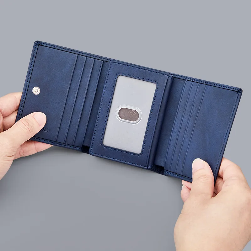 Wallet Men's Short Multi-Functional Wallet Driver's License Youth Coin Wallet Card Bag Casual Blue