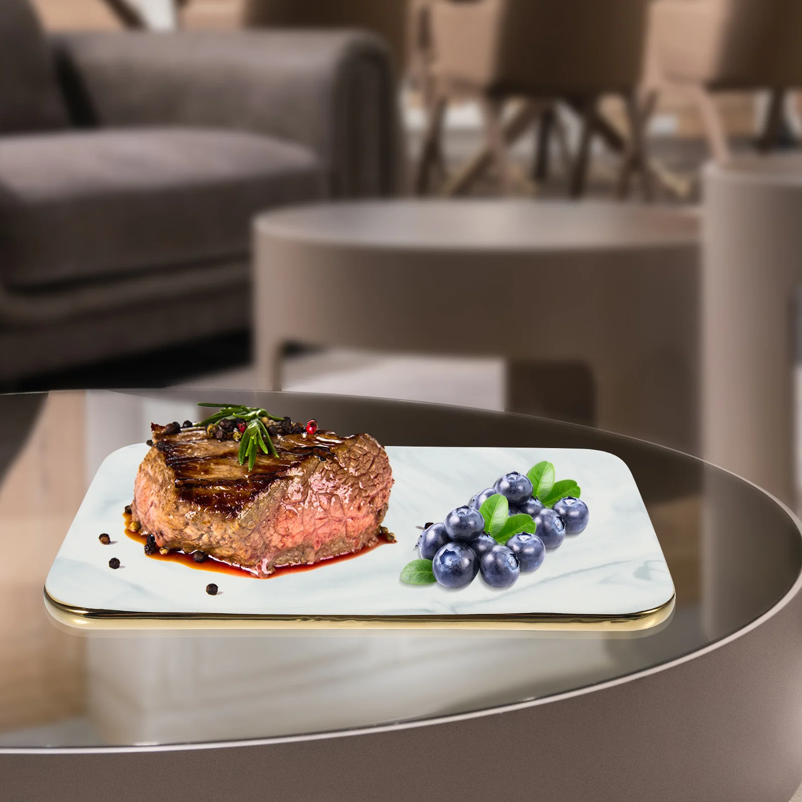 

Marble Pattern Cutting Board Elegant Marble Tray Multi Function Kitchen Chop Board Fruit Cake Meat Display Serving Tray